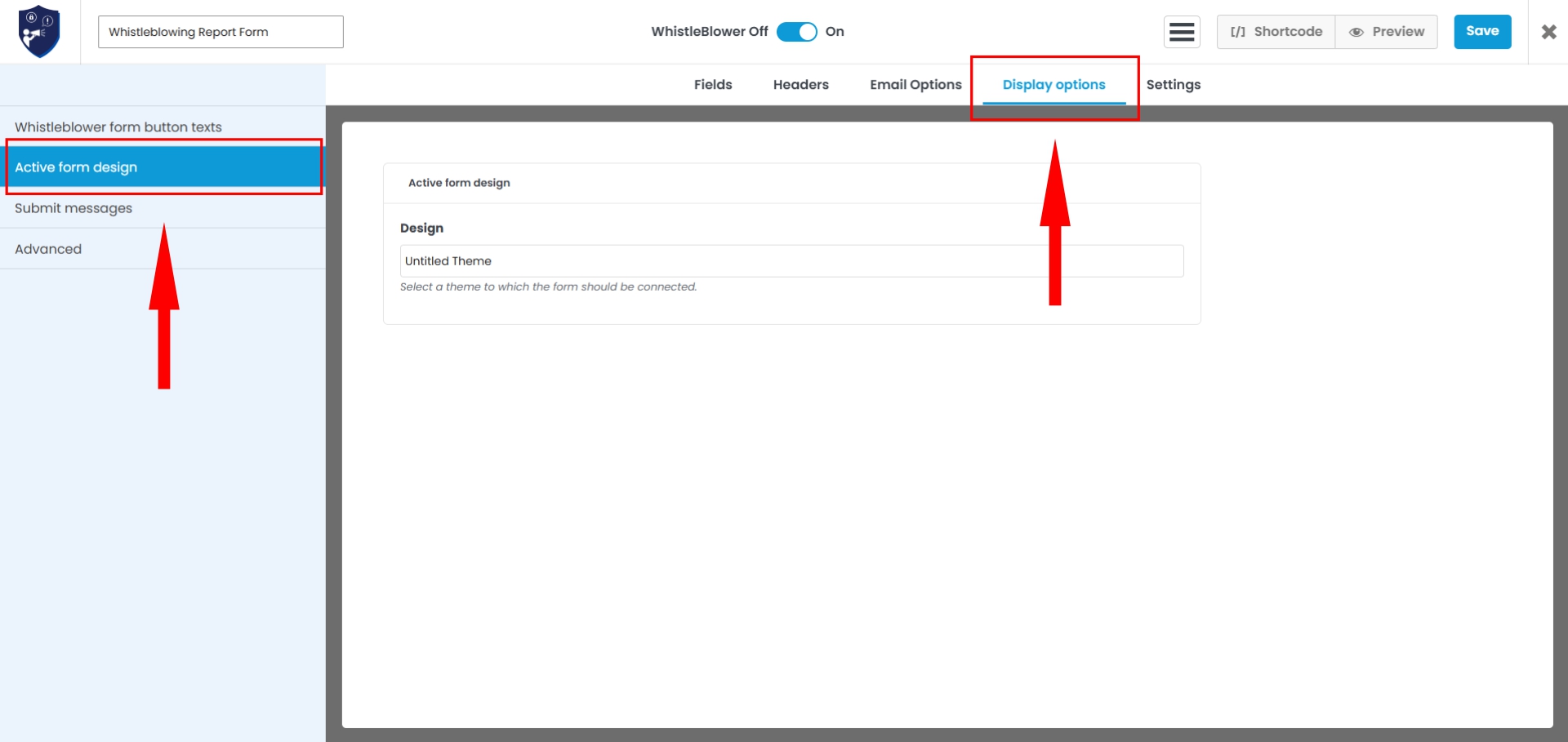 Form Display options