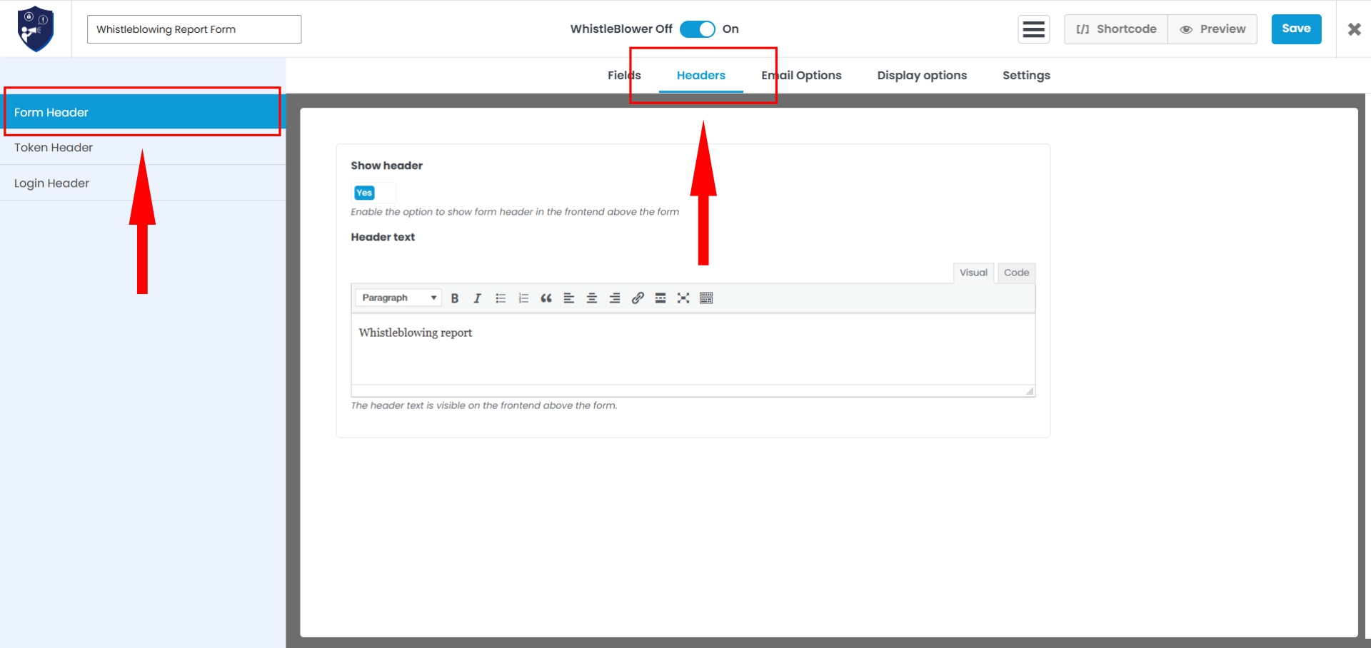 Form Header