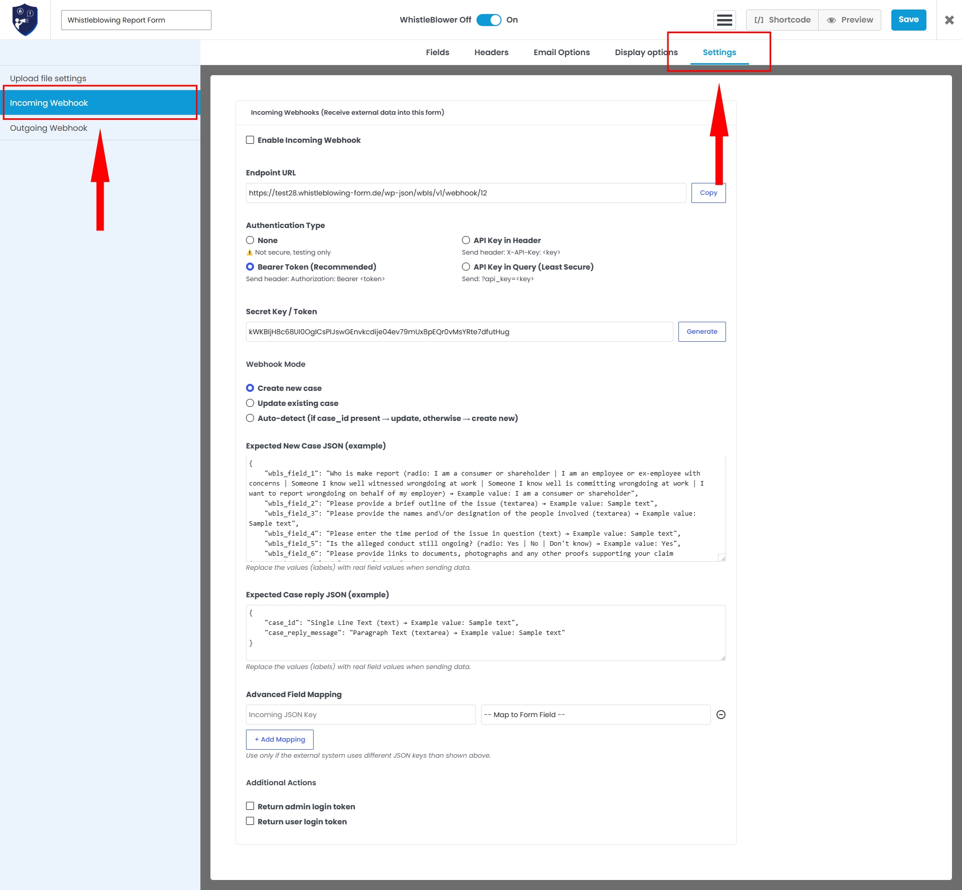 Form Settings