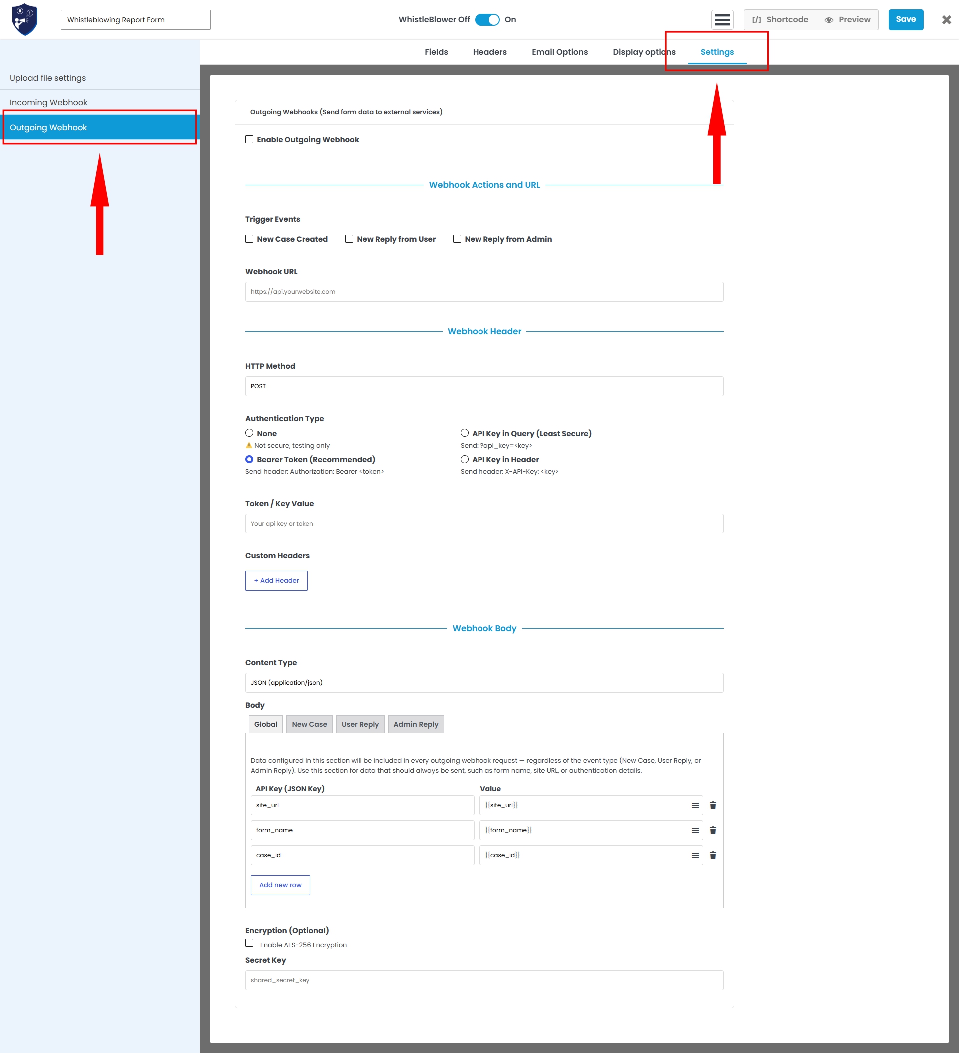 Form Settings