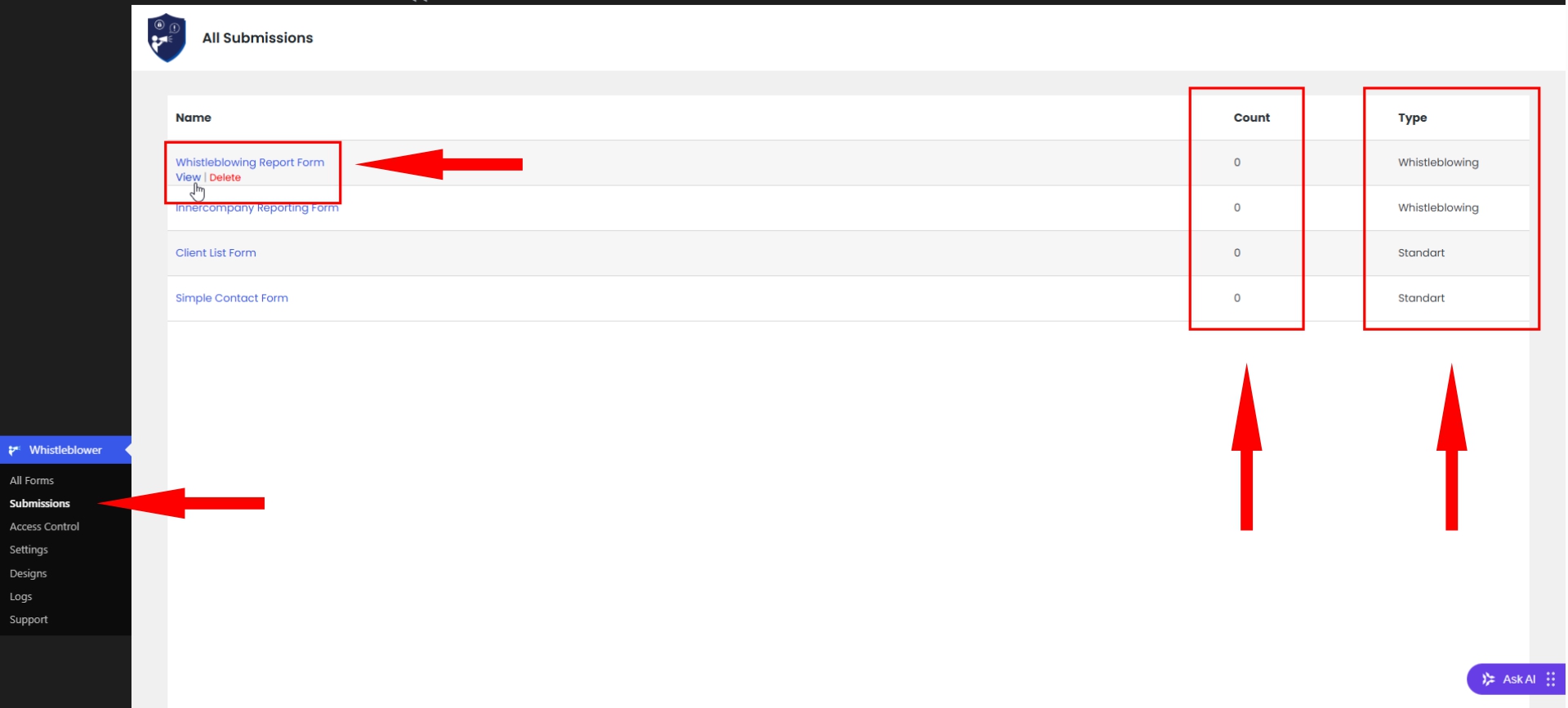 Submissions Settings